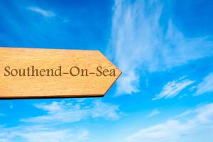 Wooden sign pointing to Southend-on-SEa